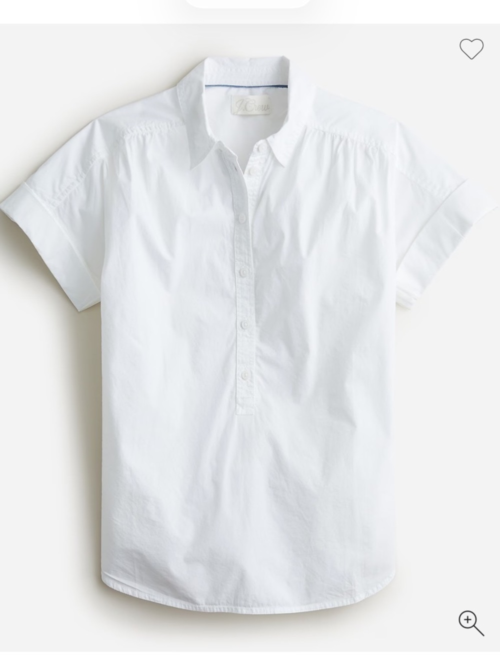 J. Crew Relaxed Short-Sleeve Poplin Popover White BG288